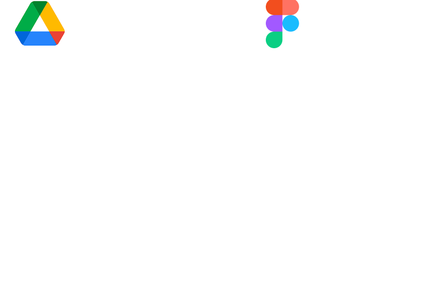 Google Drive and Figma logos showing where files live